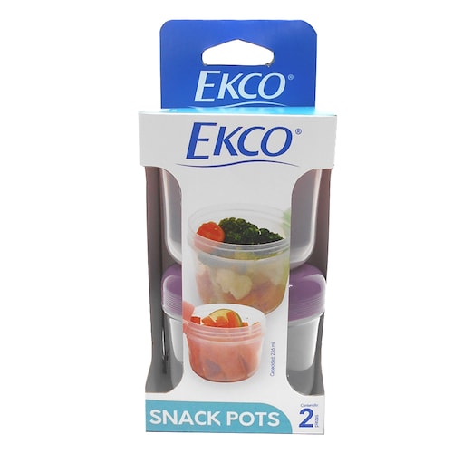 2 Pack de Mini Herméticos Ekco Snack Go de 236 ml c/u hechos de Polipropileno