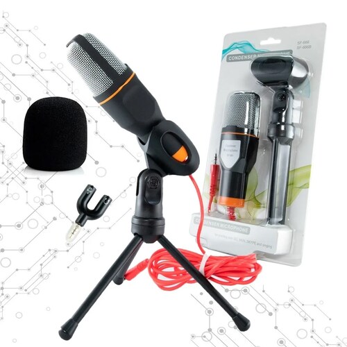 Micrófono Condensador Tripie Antipop Con Divisor De Audio .