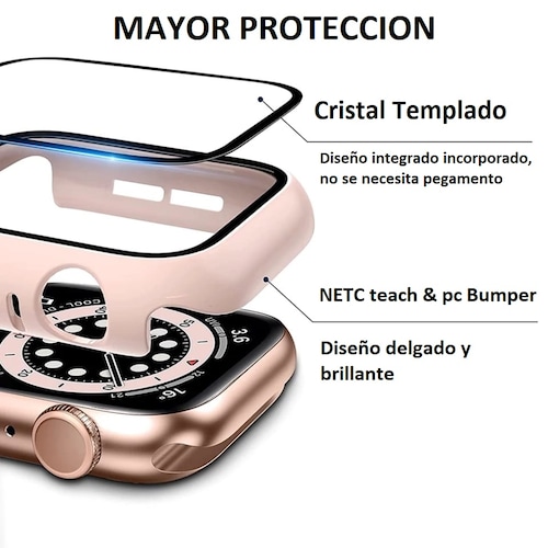 Funda Protector Para Apple Watch Con Mica De Cristal Templado