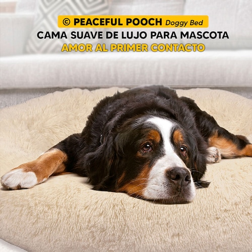 Cama mascotas para perro o gato antideslizante PEACEFULL POOCH Mediana Tv Ofertas única con cierre, para un fácil retiro de funda y lavado, adaptable a todo tipo de clima 