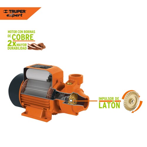 Bomba Eléctrica Periférica Para Agua 1/2 HP, 42 L/min, Altura Máxim 45 m