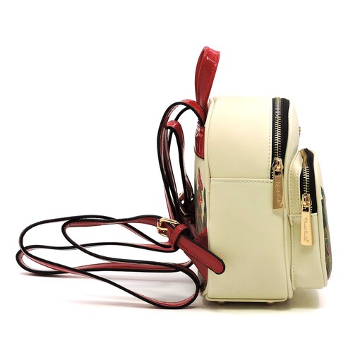 Mini Mochila Frida Kahlo Cartoon Backpack Original Color beige con rojo.