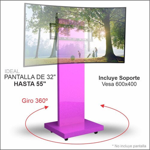 Soporte para TV de 32 hasta 55 pulgadas en pedestal con ruedas Rosa Coral