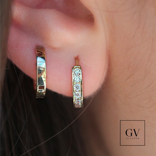 Aretes Doble Vista Oro 14 Kilates