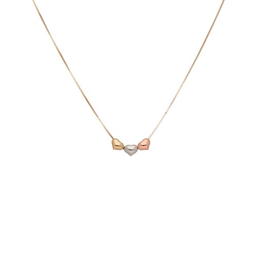 Collar Corazones transversales Oro Florentino de Oro 14 Kilates