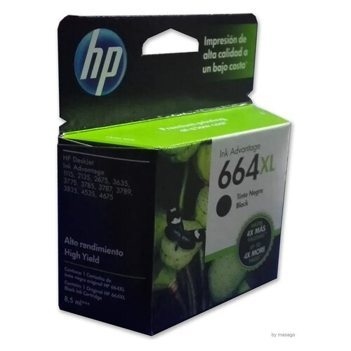 Cartucho Tinta Hp 664xl Negro F6v31al Original Alto Rendimiento.