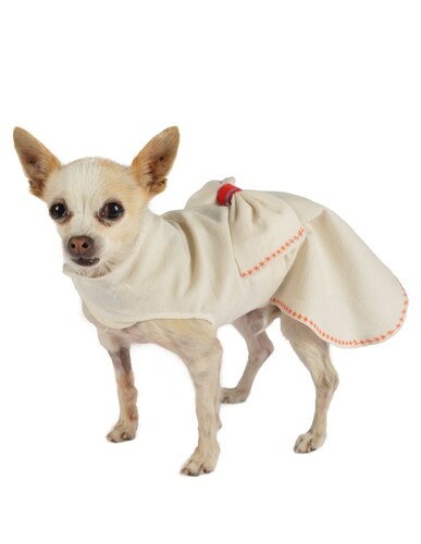 Vestido de Manta con detalle de bordados y un moño estilo mexicano para mascotas color Beige marca El Rebozo de Dolce