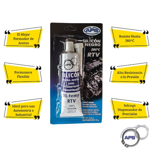 Silicón Negro APS Sellador RTV Alta Calidad Forma Juntas70g