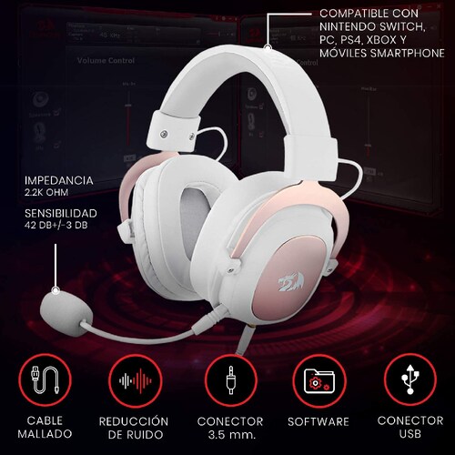 Headset Redragon Zeus 2 H502 Blancos