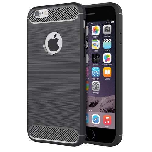 Funda Premium Fibra De Carbono Para iPhone Suave Flexible Color Negro