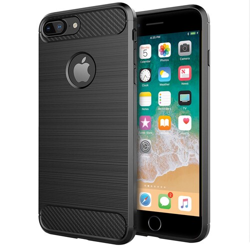 Funda Premium Fibra De Carbono Para iPhone Suave Flexible Color Negro