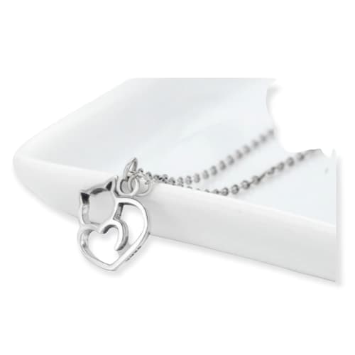 Juego De Collar, Aretes y Anillo Gato  Plata 925 Amour