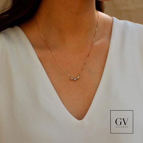 Collar Corazones transversales Oro Florentino de Oro 14 Kilates