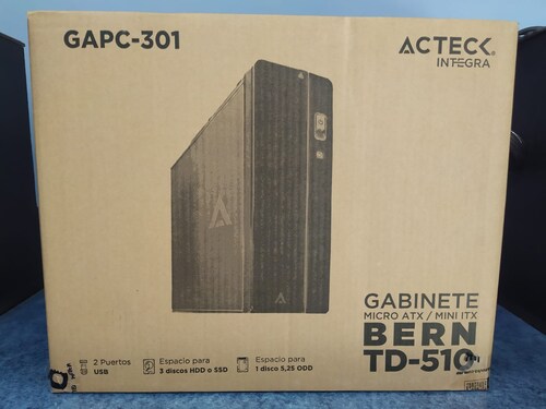 Gabinete ACTECK BERN TD510 Slimline PC Micro-ATX Negro 500W PC ENSAMBLE NEGRO METAL AUDIO PLACA