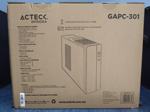 Gabinete ACTECK BERN TD510 Slimline PC Micro-ATX Negro 500W PC ENSAMBLE NEGRO METAL AUDIO PLACA