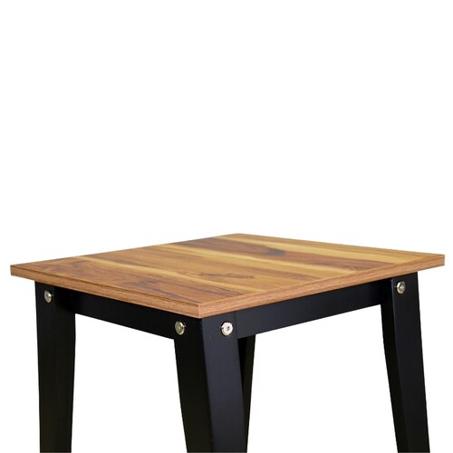 Mesa Lateral NORVAL Muebles Canada Modernas Patas Altas en Negro y Chapa de Melamina tipo Parota