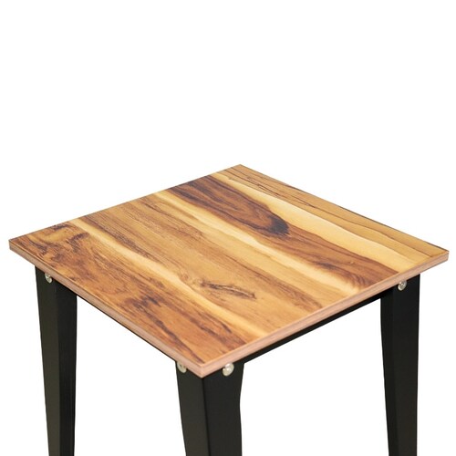 Mesa Lateral NORVAL Muebles Canada Modernas Patas Altas en Negro y Chapa de Melamina tipo Parota