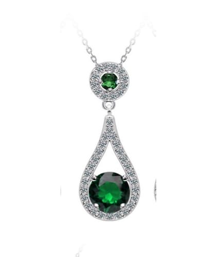 Juego De Collar Y Aretes Gota De Circonias Verde Esmeralda Plata 925 Amour