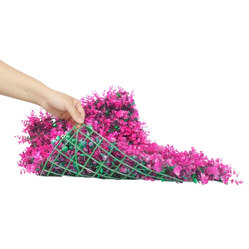 Muro Verde 20 Piezas Follaje Artificial Pared Decorativo 60x40 Pasto Rosa