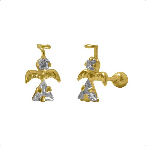 Aretes | Broqueles Ángel VAROURO  Oro Sólido 10k Piercing + Estuche.