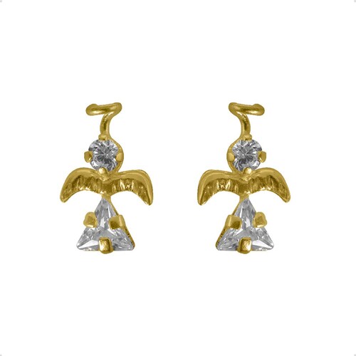 Aretes | Broqueles Ángel VAROURO  Oro Sólido 10k Piercing + Estuche.