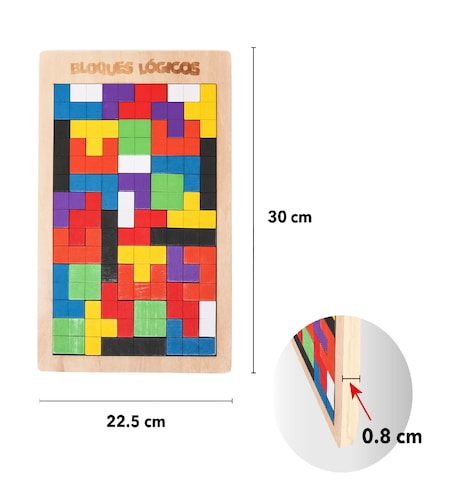 Juego Bloques Lógicos Material Didáctico Tetris De Madera.