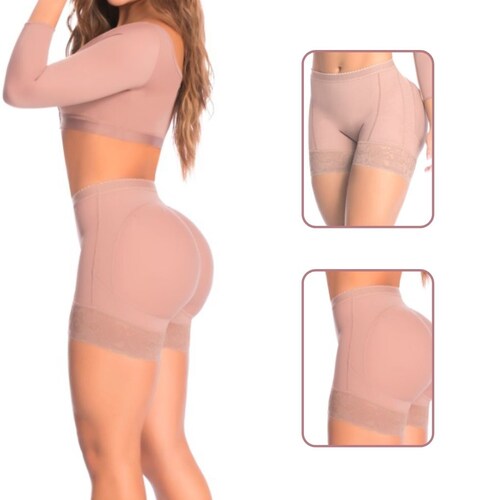 Fajas Colombianas Short Reductor Levanta Cola Control Abdominal, Panty Short Levanta Gluteos con Realce Natural.