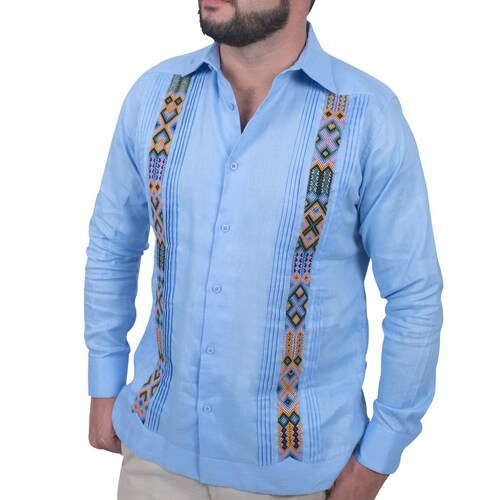 Guayabera Bordada A Mano Modelo Montebello, Lino Italiano