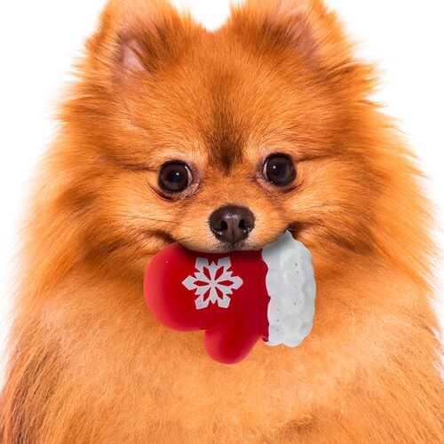 Juguete Chillon Guantes Navideños De Plástico Para Perro Rojo
