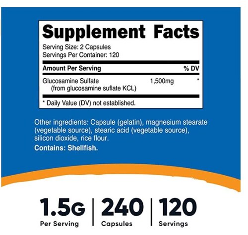 Sulfato de Glucosamina, 750 mg. Ayuda a las Articulaciones, Nutricost 
