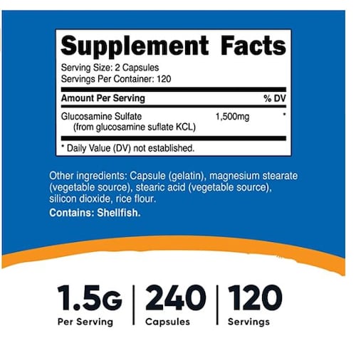 Sulfato de Glucosamina, 750 mg. Ayuda a las Articulaciones, Nutricost 