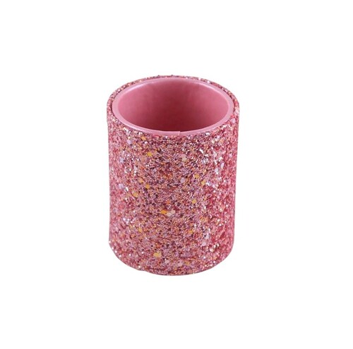 Organizador Base Porta Brochas De Maquillaje Rosa Glitter.