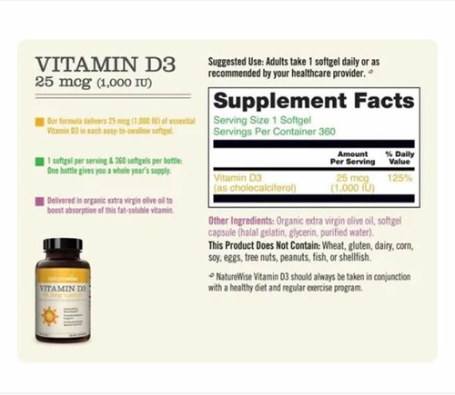 NatureWise Vitamina D3 5,000IU, 360 cápsulas