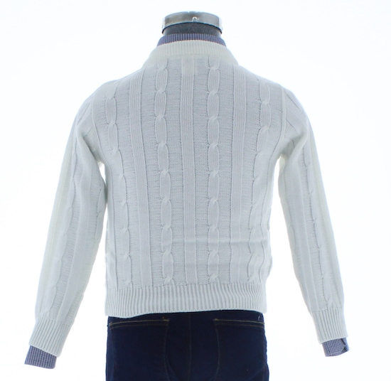 Sueter Niño Tejido Blanco Cuello V 2660 a 10