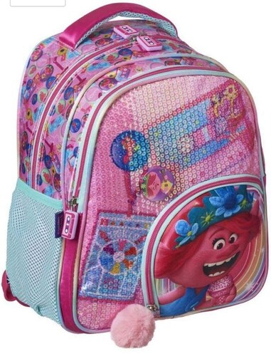 Set combo de Trolls Mochila Primaria lonchera y lapicera lentejuelas