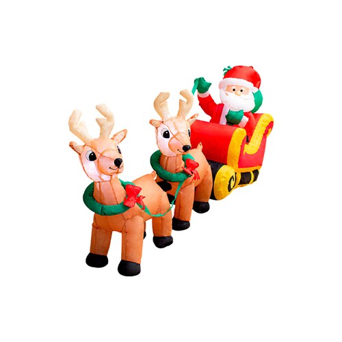 Inflable Navideño Santa Claus Trineo Dos Renos Luz Led 1 Mt