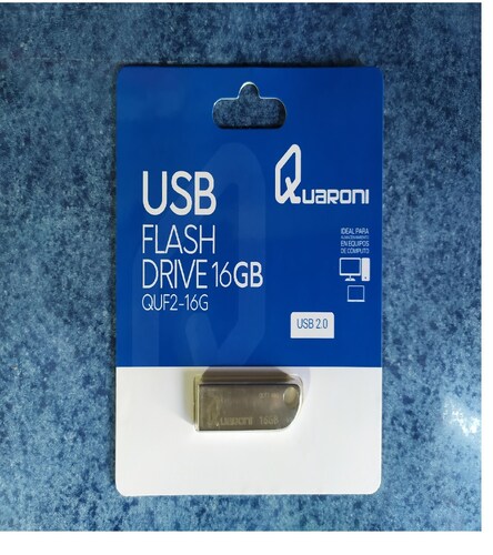 MEMORIA QUARONI 16GB USB 2.0 CUERPO METALICO COMPATIBLE WINDOWS MAC LINUX QUF2-16G METAL GRIS