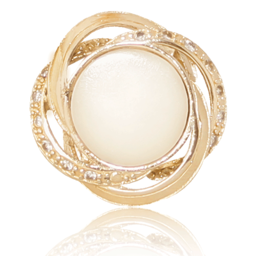 Anillo Número 7 Oro 18k Laminado #065 Óvalos Cruzados Piedra Blanca Tipo Perla