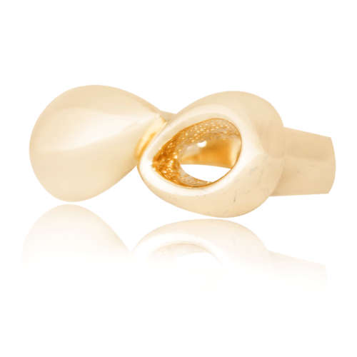 Anillo Número 7 de Oro 18K Laminado #067 En Forma de Infinito Largo Dorado