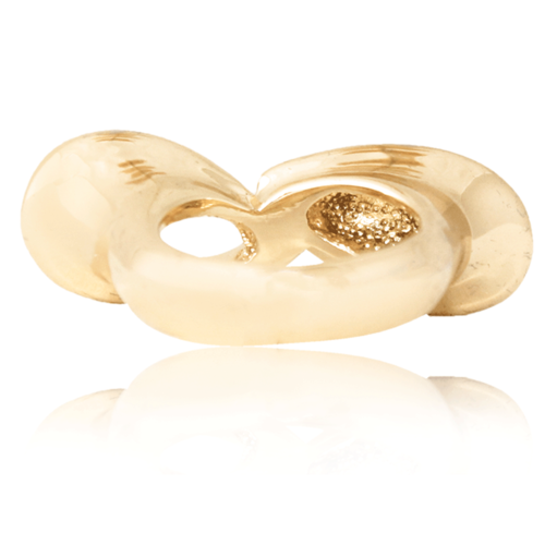 Anillo Número 7 de Oro 18K Laminado #067 En Forma de Infinito Largo Dorado