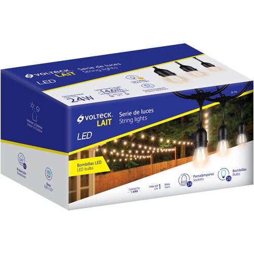 Serie De Luces Led De 7.30 Mt 12 Focos Vintage Decorativos Para Exteriores Fiestas Eventos