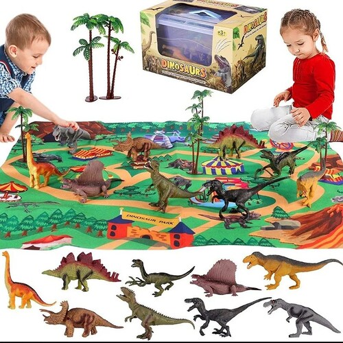 Juguete Dinosaurio Para Niños Con Mapa Y Árbol 9 Pzas.
