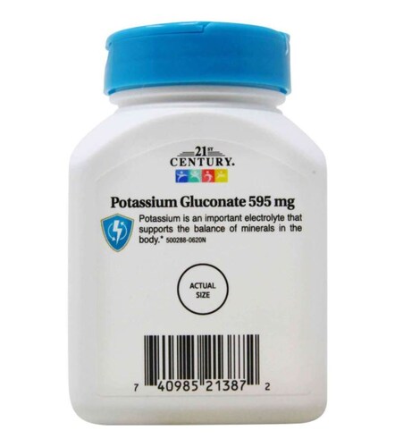 Gluconato de Potasio, 595 mg, 21ST CENTURY 