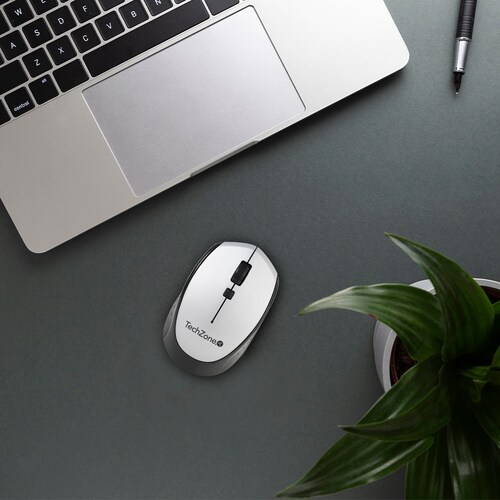 Mouse Óptico TechZone Inalámbrico USB Plata 