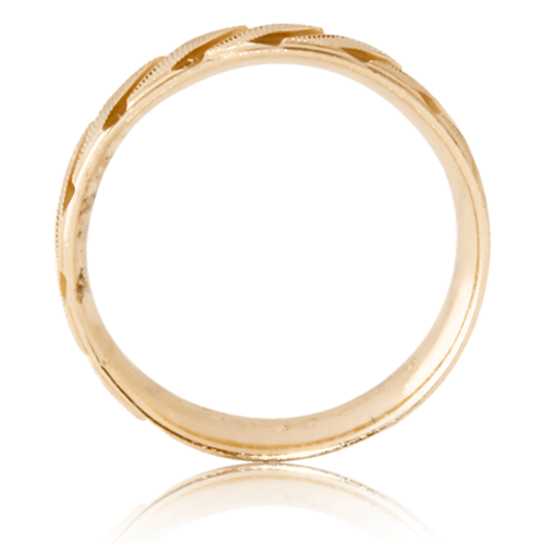 Anillo Número 7.5 Tipo Argolla Oro 18k Laminado #94 Diseño En Rayas Media Caña