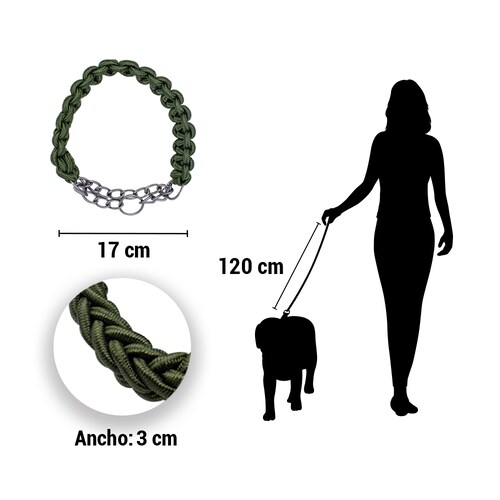 Correa Collar Perro Grande Gruesa Resistente Suave Larga Verde