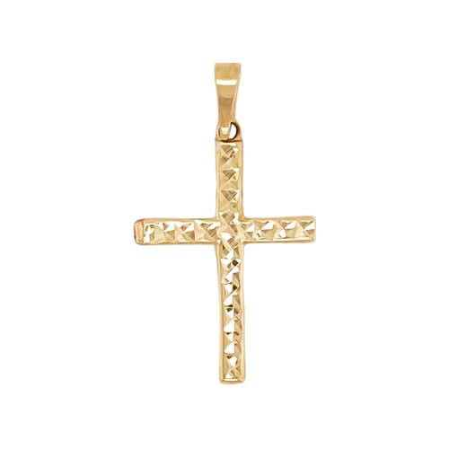 Dije de Cruz Diamantada en Oro Amarillo de 8K + Obsequio