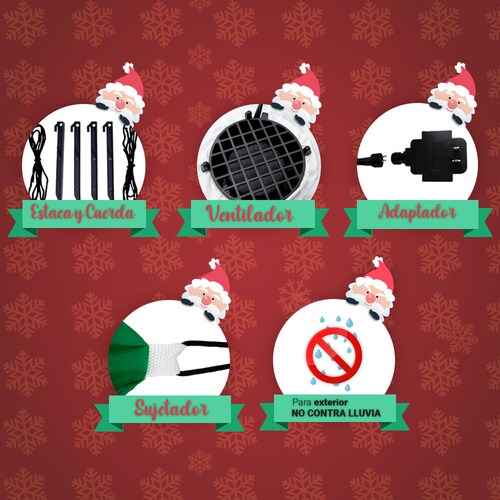 Inflable Navideño Santa Claus Trineo Dos Renos Luz Led 1 Mt