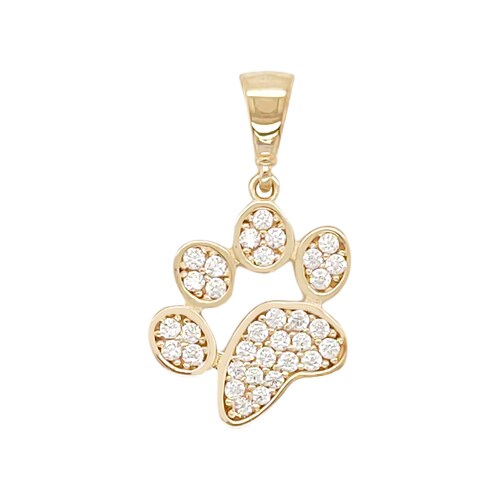 Dije de Huella de Perro con Circonias en Oro Amarillo de 8K + Obsequio