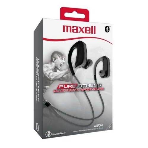 Maxell Audífono Deportivo Bluetooth / con Micrófono / Pure-Fitness / Resiste Salpicaduras / 348136 / Gris